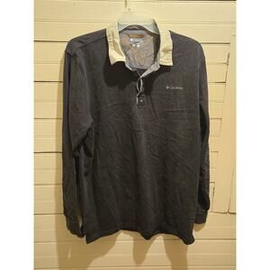 Columbia Rugby Shirt Mens XXL Navy Long Sleeve Contrast Collar Pullover Logo